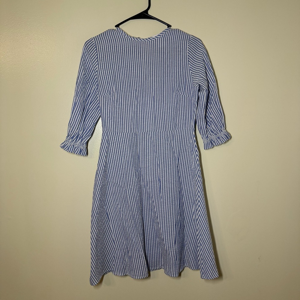 2 Hearts Blue Striped 3/4 Sleeve Dress